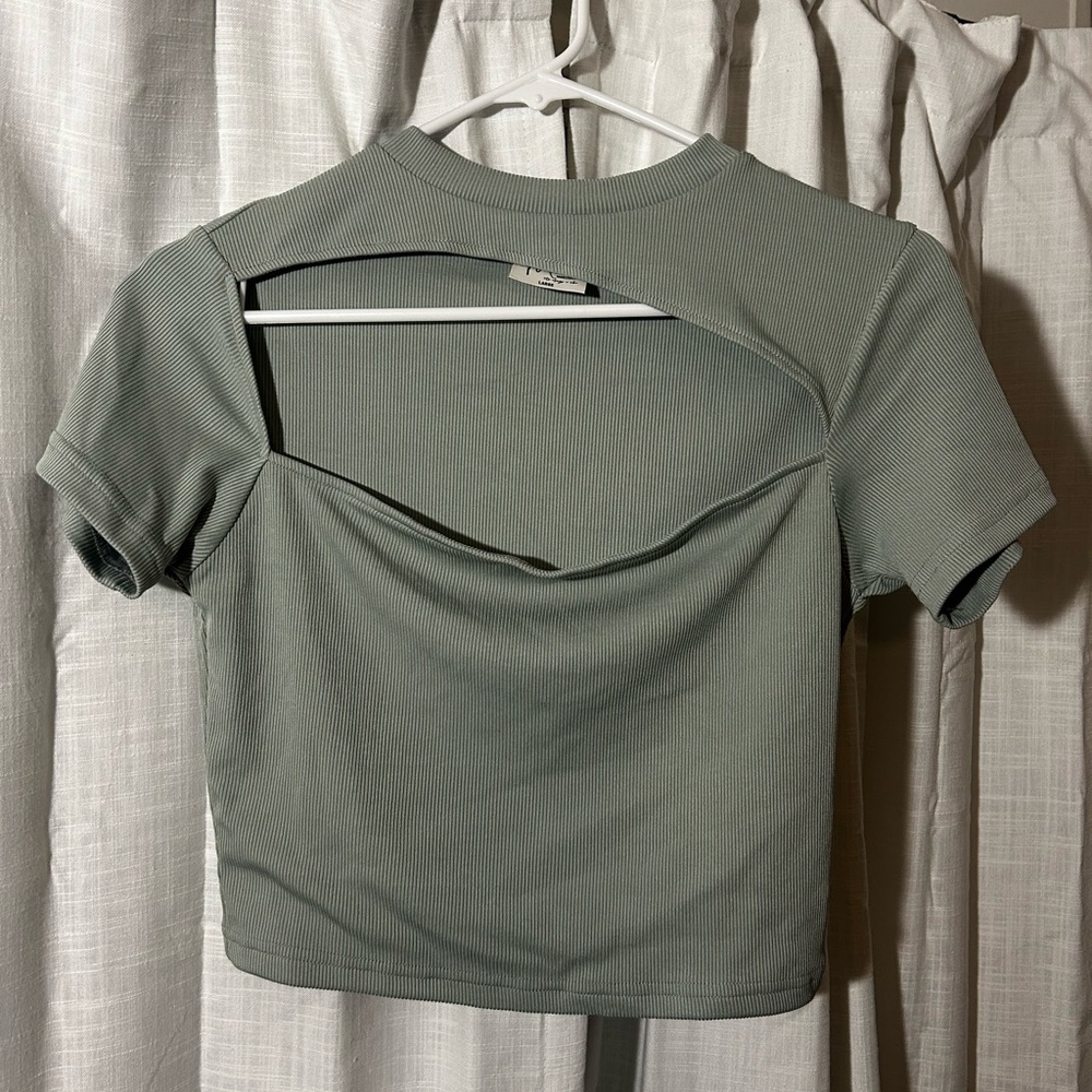 Women's Ribbed Cut-Out Top - Green